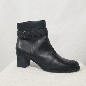 Predictions black leather heal angle boots